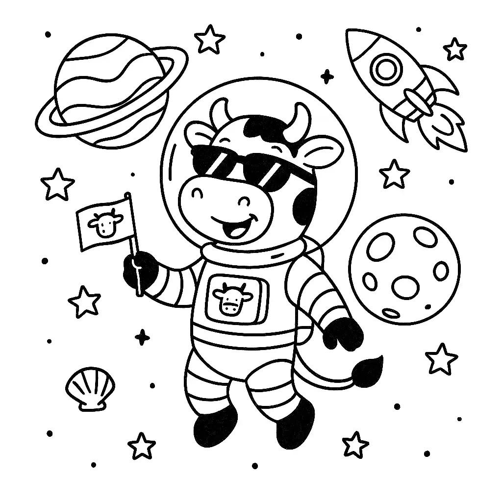Pobierz PDF krowa astronauta kolorowanka do druku