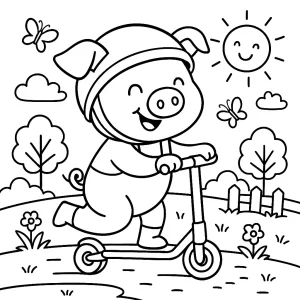 Pobierz PDF swinka na hulajnodze kolorowanka do druku