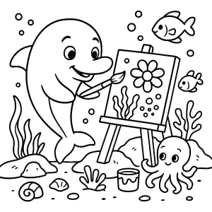 Pobierz PDF Delfin artysta pod woda darmowa kolorowanka do druku
