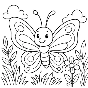 Pobierz PDF Motyl w ogrodzie kwiatowym darmowa kolorowanka do druku