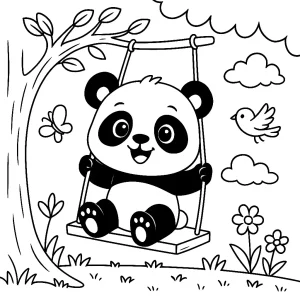 Pobierz PDF panda buja sie na chustawce darmowa kolorowanka do druku