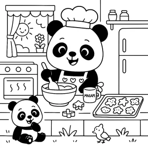 Pobierz PDF panda gotuje darmowa kolorowanka do druku