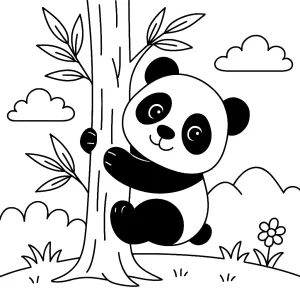 Pobierz PDF panda wspina sie na drzewo darmowa kolorowanka do druku