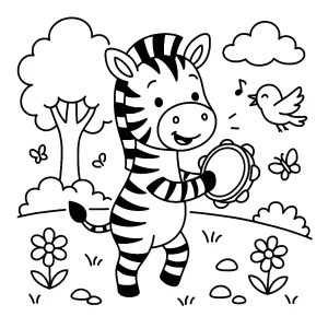 Pobierz PDF zebra gra i tanczy darmowa kolorowanka do druku