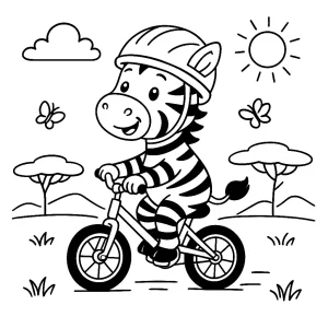 Pobierz PDF zebra na rowerze darmowa kolorowanka do druku