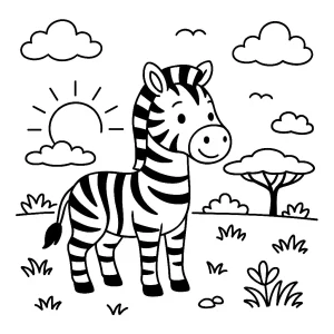 Pobierz PDF zebra na sawannie darmowa kolorowanka do druku