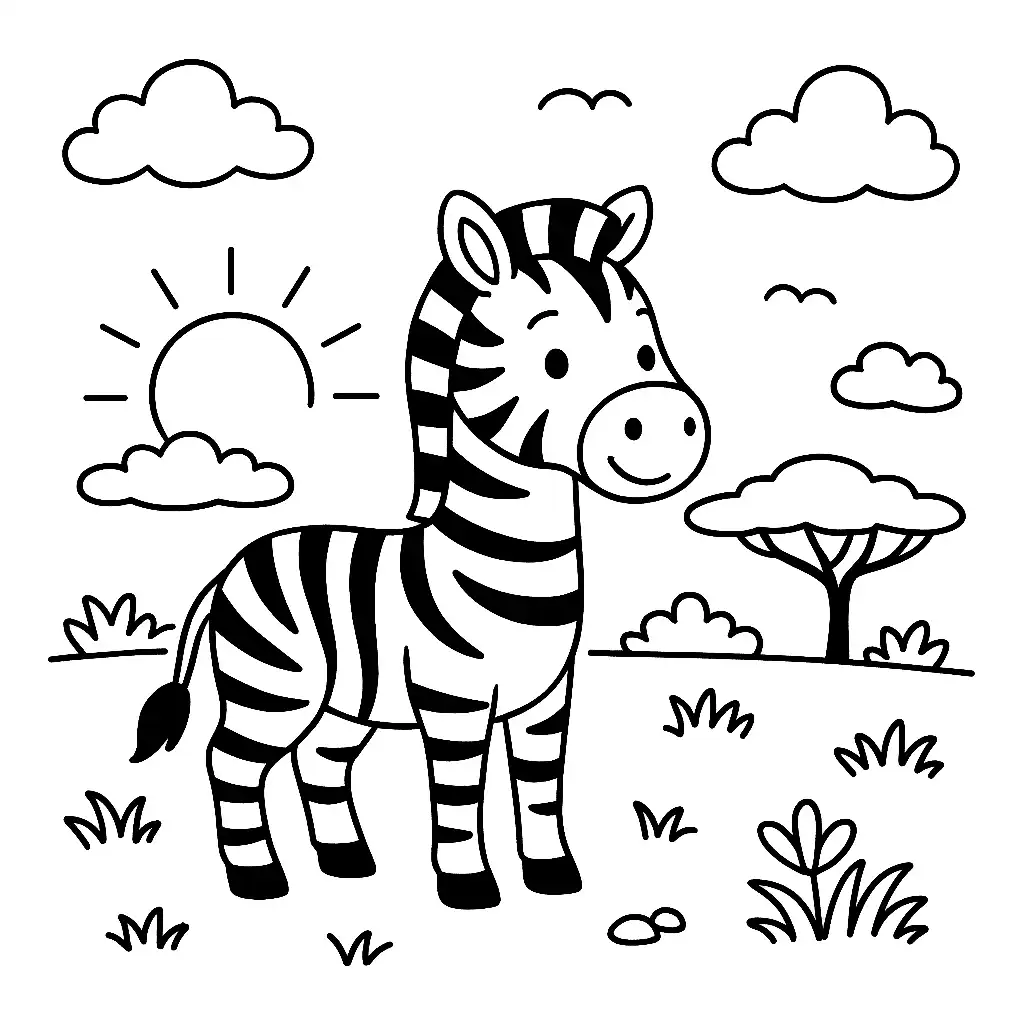 Pobierz PDF zebra na sawannie darmowa kolorowanka do druku