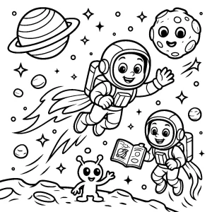Pobierz PDF astronauci scigaja sie na plecakach odrzutowych darmowa kolorowanka do druku