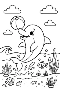 Pobierz PDF delfin bawi sie pilka darmowa kolorowanka do druku