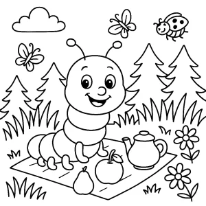 Pobierz PDF gasienica na pikniku darmowa kolorowanka do druku