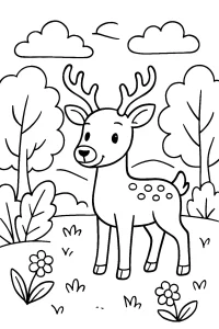 Pobierz PDF jelen na lesnej polanie darmowa kolorowanka do druku