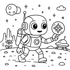 Kolorowanka do druku – Kosmiczna wyprawa robota odkrywcy (PDF)