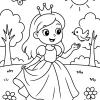 Pobierz PDF ksiezniczka z ptaszkiem na lace darmowa kolorowanka do druku