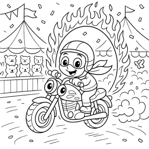 Pobierz PDF motocykl kaskader na pokazie cyrkowym darmowa kolorowanka do druku