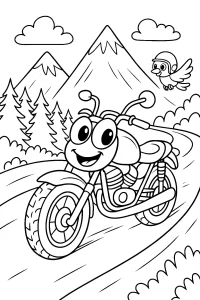 Pobierz PDF motocykl na gorskiej drodze darmowa kolorowanka do druku