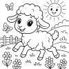 Pobierz PDF owca na wiosennej lace darmowa kolorowanka do druku
