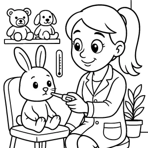Kolorowanka do druku – Pani doktor bada króliczka (PDF)