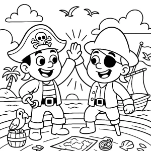 Pobierz PDF piraci przybijaja piatke na pokladzie darmowa kolorowanka do druku