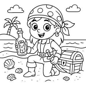 Pobierz PDF piratka znajduje mape skarbow na plazy darmowa kolorowanka do druku
