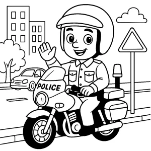 Pobierz PDF policjant na motocyklu policyjnym darmowa kolorowanka do druku