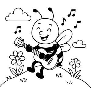 Pobierz PDF pszczolka grajaca na gitarze darmowa kolorowanka do druku