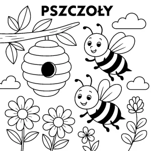 Pobierz PDF pszczoly przy ulu darmowa kolorowanka do druku