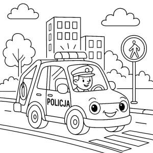 Radiowóz policyjny patroluje miasto Kolorowanka do druku – Radiowóz policyjny patroluje miasto (PDF)