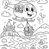 Pobierz PDF radosny helikopter turystyczny nad zamkiem darmowa kolorowanka do druku