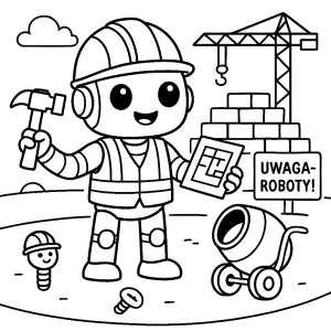 Pobierz PDF robot budowniczy z planem budowy darmowa kolorowanka do druku