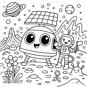 Pobierz PDF stacja kosmiczna na planecie darmowa kolorowanka do druku