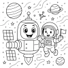Pobierz PDF stacja kosmiczna z astronauta darmowa kolorowanka do druku