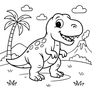 Pobierz PDF usmiechniety t rex w prehistorycznym swiecie darmowa kolorowanka do druku