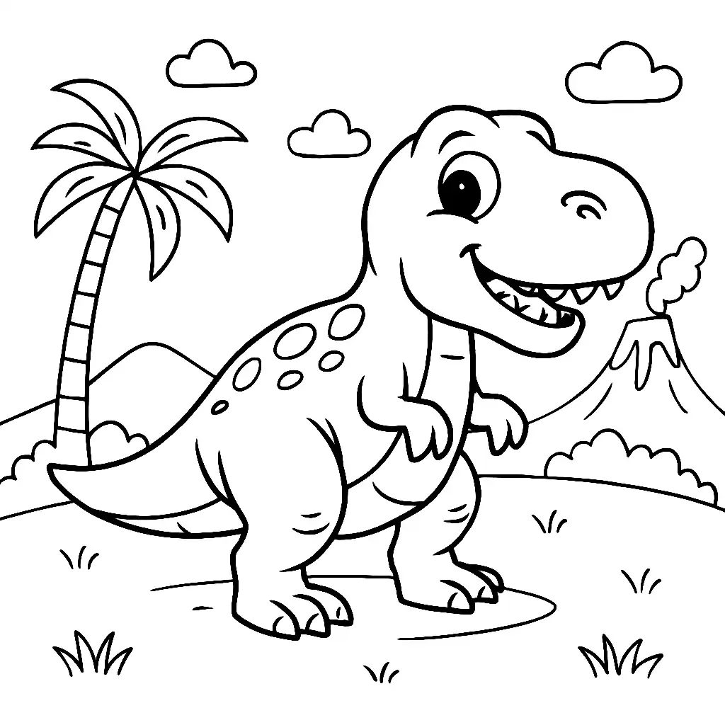 Pobierz PDF usmiechniety t rex w prehistorycznym swiecie darmowa kolorowanka do druku