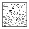 Pobierz PDF wesoly delfin nad falami darmowa kolorowanka do druku