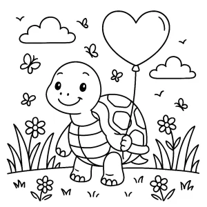 Pobierz PDF zolw z balonem na lace darmowa kolorowanka do druku