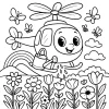 Pobierz PDF helikopter ogrodnik podlewajacy kwiaty darmowa kolorowanka do druku