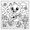 Pobierz PDF kaczuszka na rolkach z ukulele darmowa kolorowanka do druku