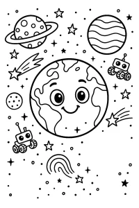Kolorowanka do druku - Kosmiczna przygoda z planetami (PDF)