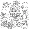 Pobierz PDF krokodylek pilotuje balon ananas darmowa kolorowanka do druku
