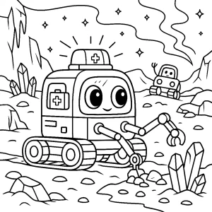 Kolorowanka do druku - Łazik ratunkowy na lodowej planecie (PDF)