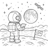 Pobierz PDF maly astronauta na ksiezycu darmowa kolorowanka do druku