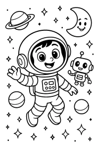 Pobierz PDF maly astronauta w kosmicznej przygodzie darmowa kolorowanka do druku
