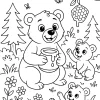 Pobierz PDF niedzwiedz z miodem i niedzwiadki darmowa kolorowanka do druku