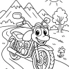 Pobierz PDF radosny motocykl na gorskiej trasie darmowa kolorowanka do druku