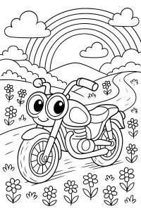 Kolorowanka do druku - Radosny motocykl w podróży (PDF)
