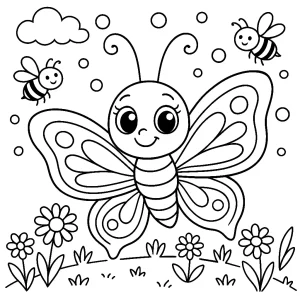 Pobierz PDF radosny motyl na kwiatowej lace darmowa kolorowanka do druku