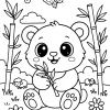 Pobierz PDF urocza panda z bambusem na polance darmowa kolorowanka do druku