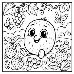 Pobierz PDF urocze kiwi na jagodowej lace darmowa kolorowanka do druku