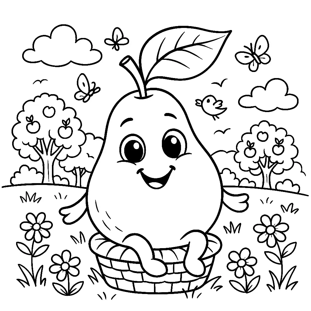 Pobierz PDF usmiechnieta gruszka na lace darmowa kolorowanka do druku