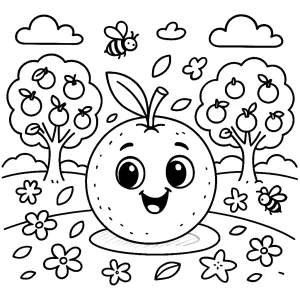 Pobierz PDF usmiechnieta pomarancza w sadzie darmowa kolorowanka do druku